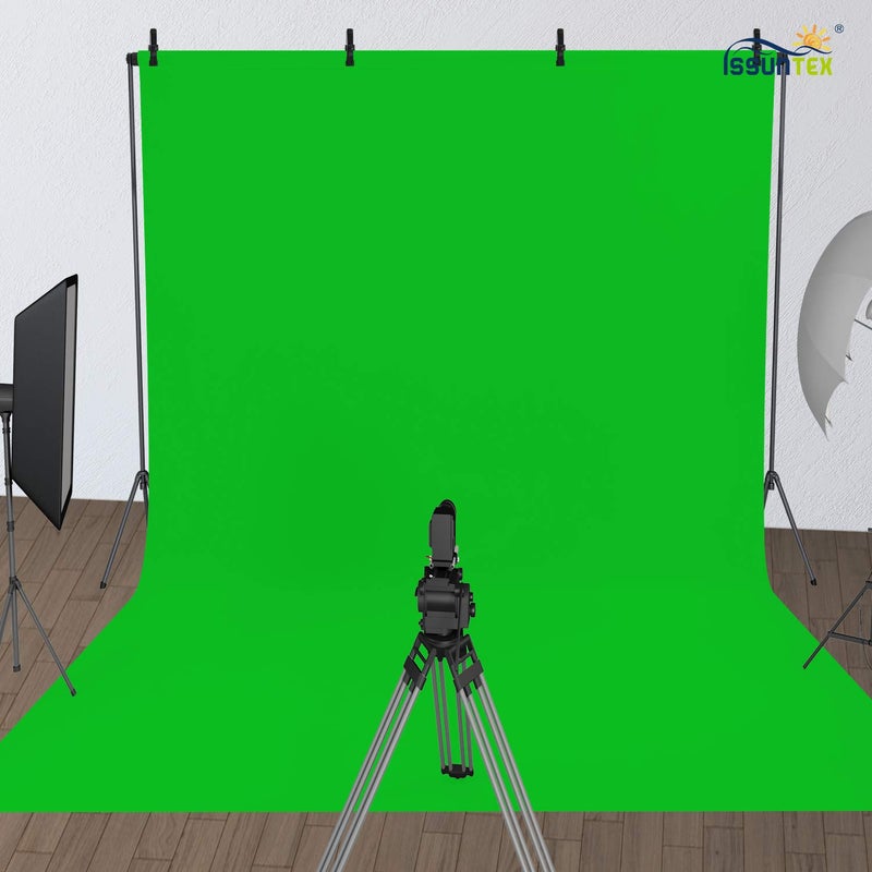 ISSUNTEX 5X7 ft Background Muslin Backdrop, Photo Studio, Collapsible High Density Screen for Video Photography and Television-Green - Image 2
